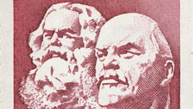 Маркс и Ленин на почтовой марке