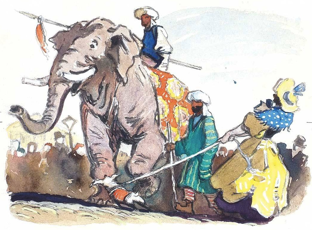 Константин Кузнецов. Иллюстрация к басне И. А. Крылова «Слон и Моська». 1930-е