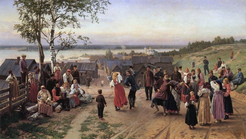 Николай Дмитриев-Оренбургский. Воскресенье в деревне. 1884