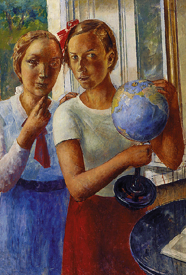 Кузьма Петров-Водкин. Портрет дочери с глобусом. 1936