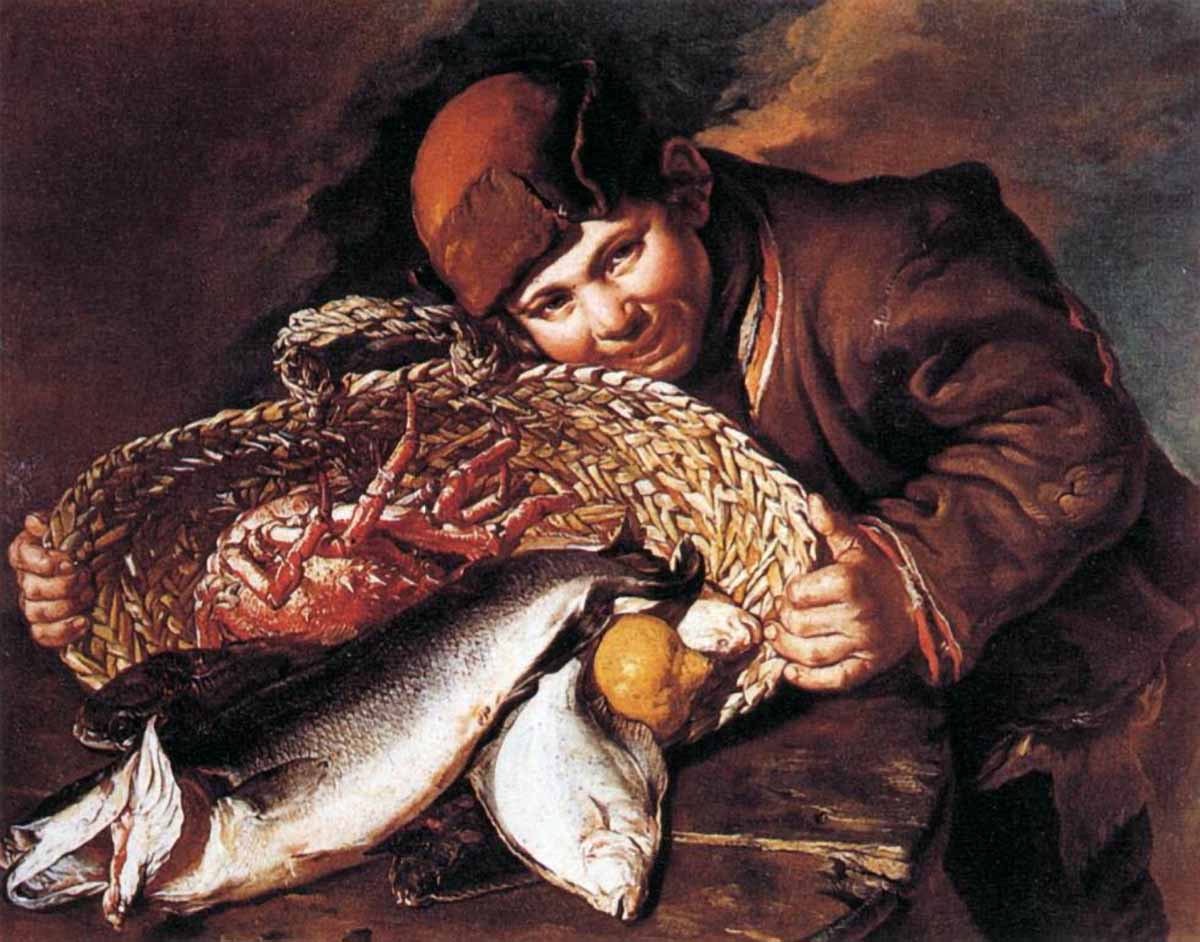 Мальчик с корзиной рыбы