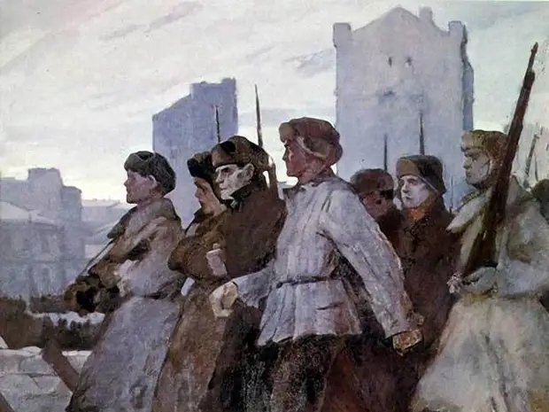 Георгий Нисский. На защиту Москвы. Ленинградское шоссе (фрагмент). 1942 