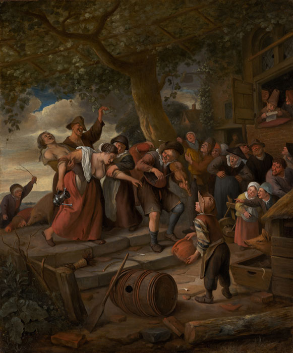 Ян Стен. Пьяная женщина (Если ты свинья, то должна быть в хлеву). 1662