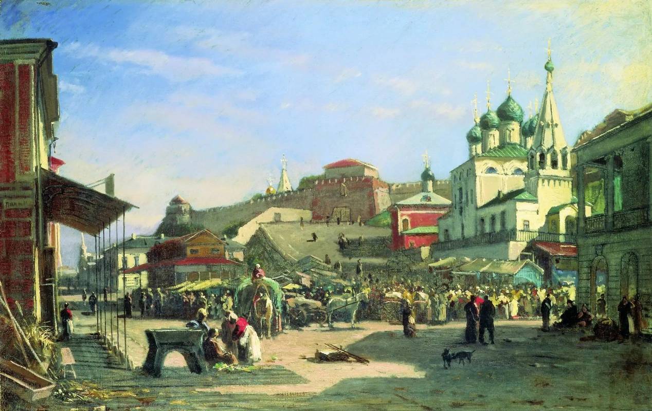 Алексей Боголюбов. Нижний Новгород. Нижний базар. XIX в.