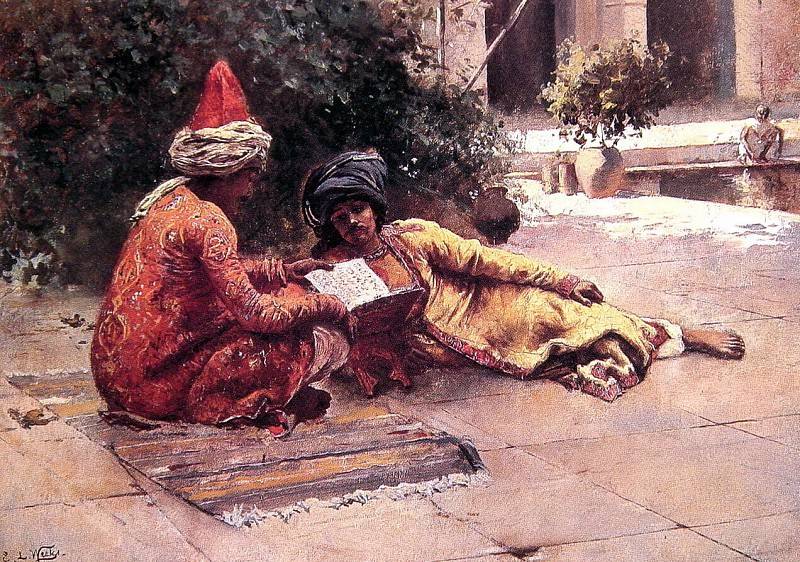 Эдвин Лорд Уикс. Два араба читают во дворе
