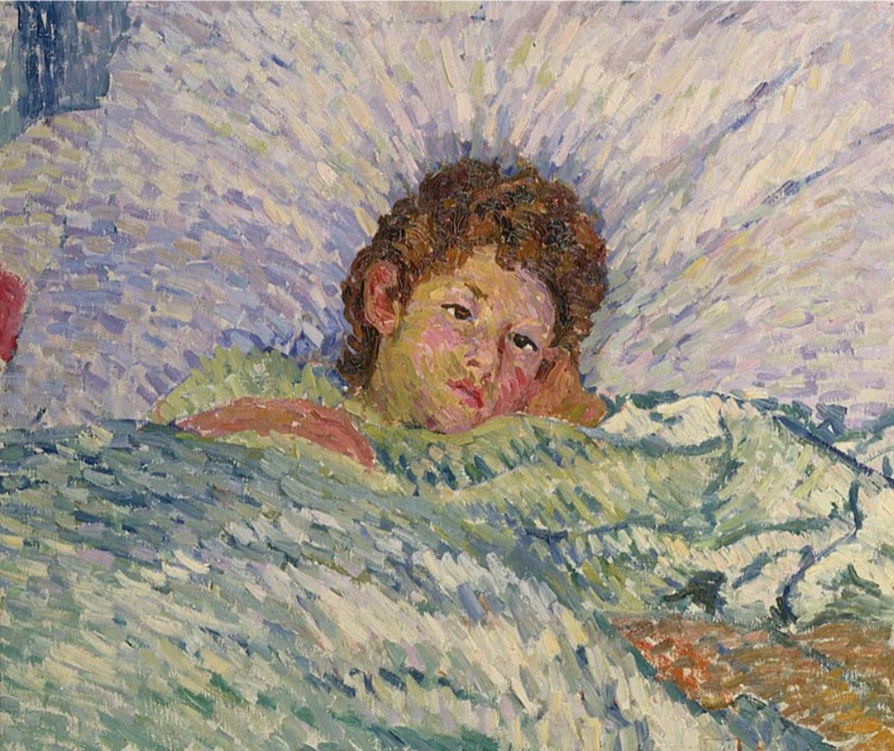Джованни Джакометти. Больной мальчик в постели. 1909