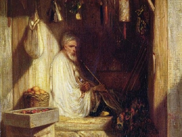 Александр-Габриэль Декан. Торговец курит в своём магазине. 1844