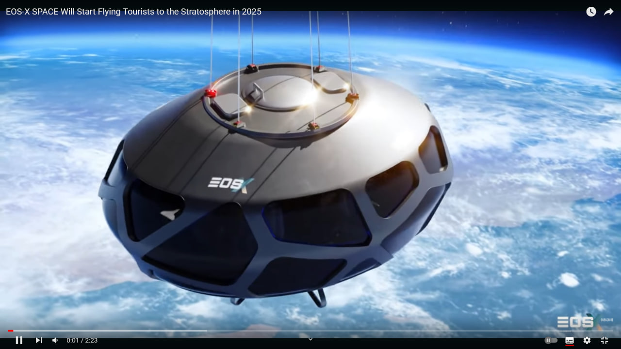 Цитата из видео «EOS-X SPACE Will Start Flying Tourists to the Stratosphere in 2025» пользователя Global Update, youtube.com