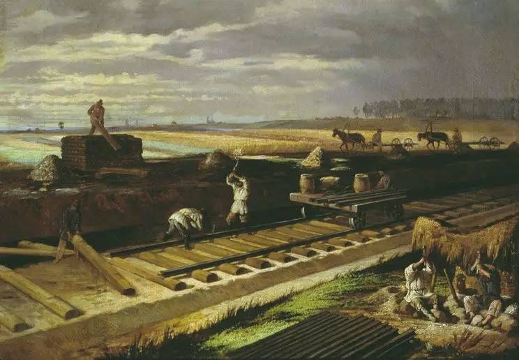 Василий Пукирев. Строительство железной дороги (фрагмент). 1871