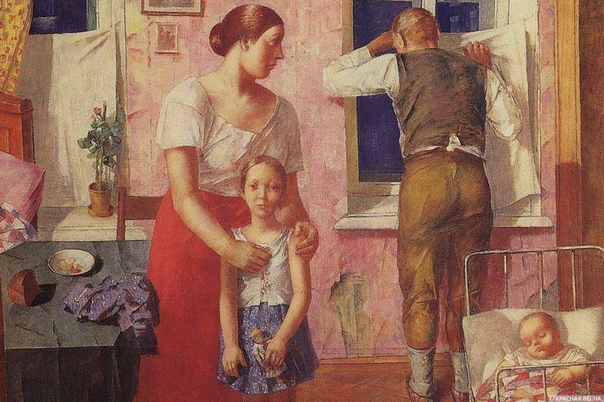Кузьма Петров-Водкин. 1919 год. Тревога (фрагмент). 1934