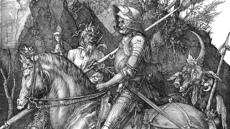 Альбрехт Дюрер. Рыцарь, смерть и дьявол (фрагмент). 1513