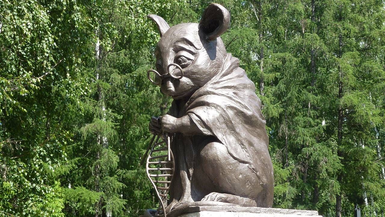 Памятник мыши, которая вяжет ДНК