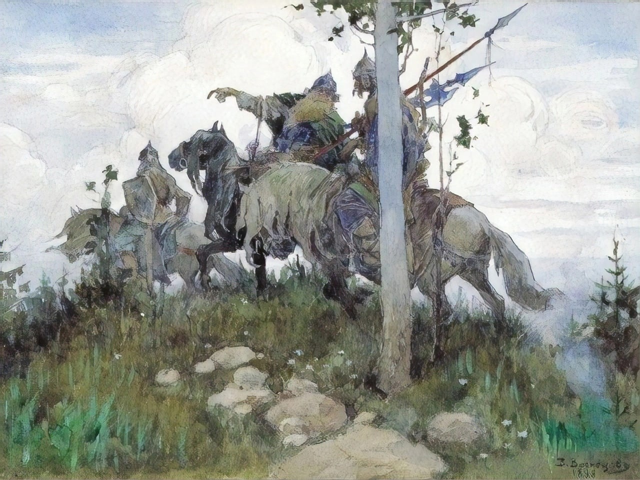 В. Васнецов. Богатыри на конях. 1896