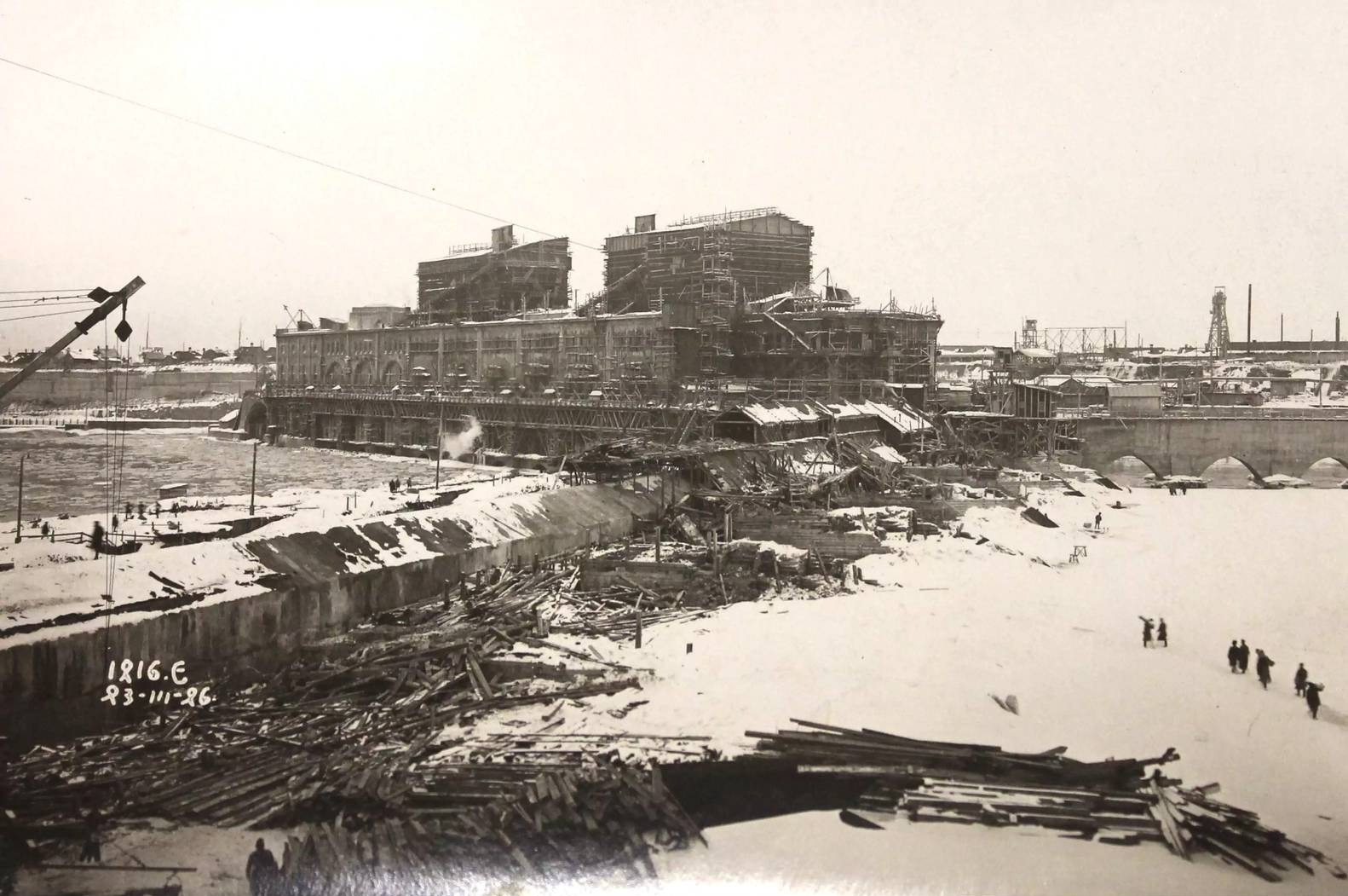 Строительство Волховской гидроэлектростанции. 1926