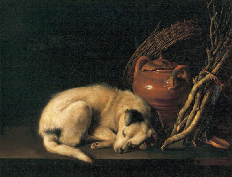 Геррит Доу. Спящая собака. 1650