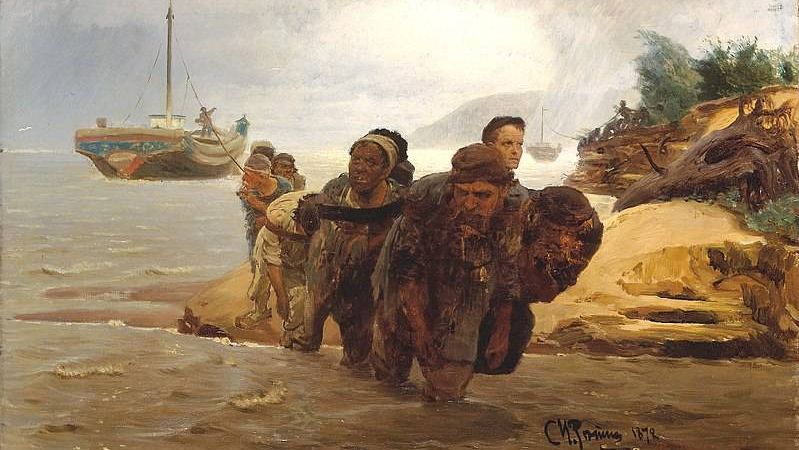 Илья Репин. Бурлаки, идущие вброд. (фрагмент) 1872 г.