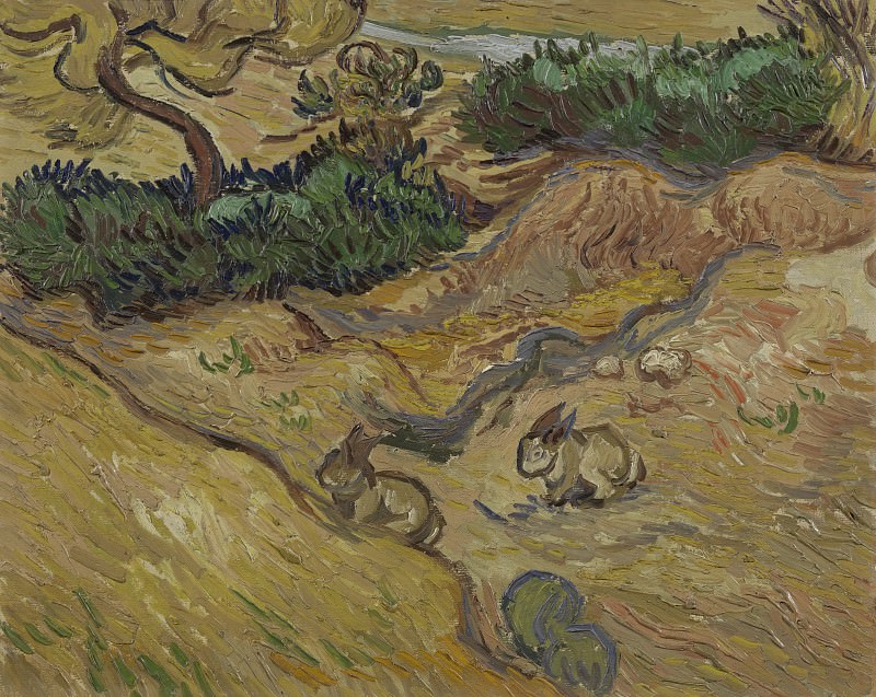 Винсент Ван Гог. Пейзаж с двумя зайцами. 1889