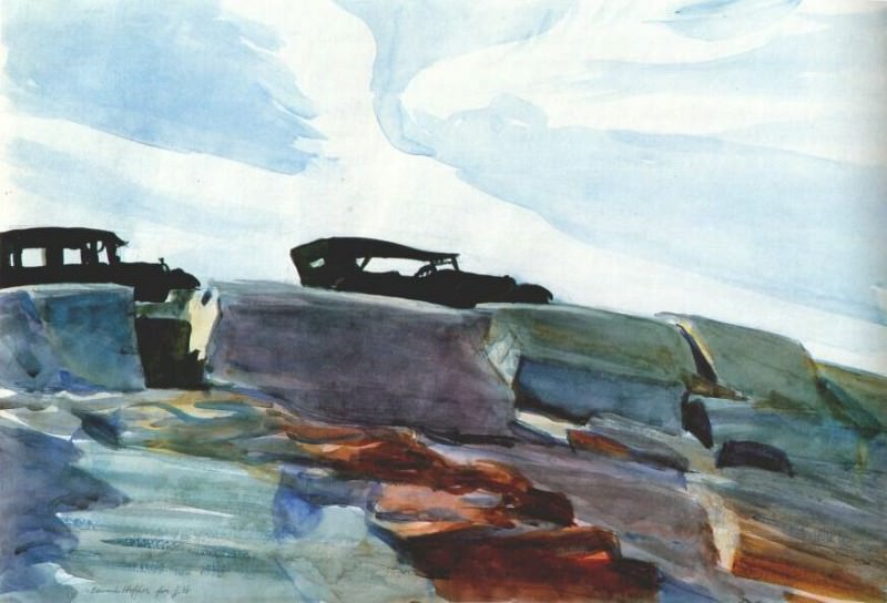 Эдвард Хоппер. Автомобили и скалы. 1927