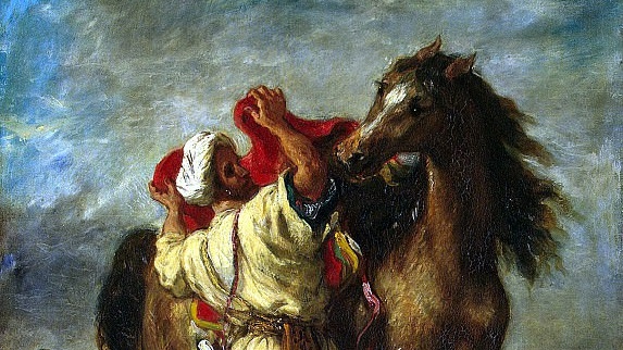 Эжен Делакруа. Марокканец, седлающий коня. XIX в.