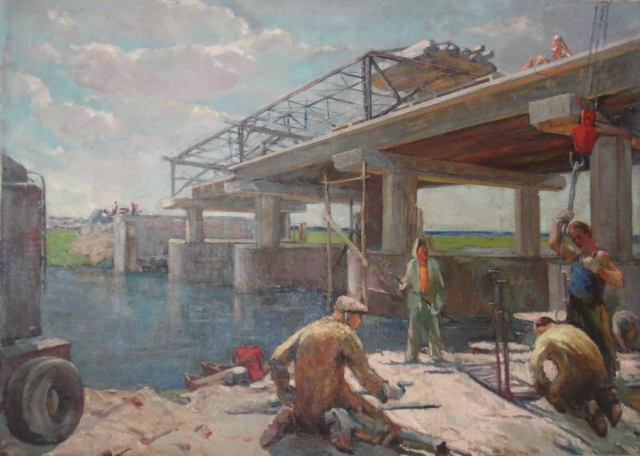 Иосиф Белонович. Строительство моста. 1960
