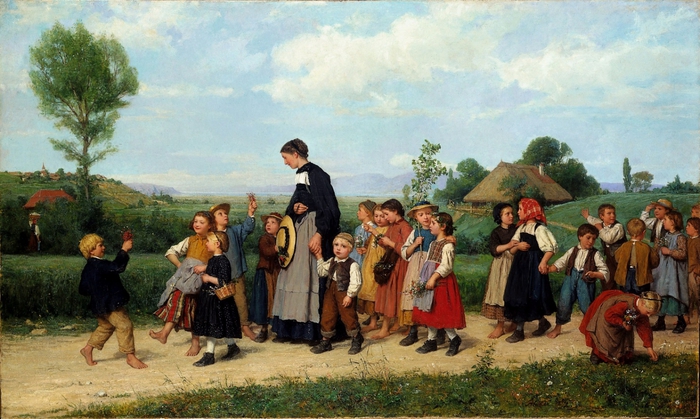 Альберт Анкер. Школа на прогулке. 1872