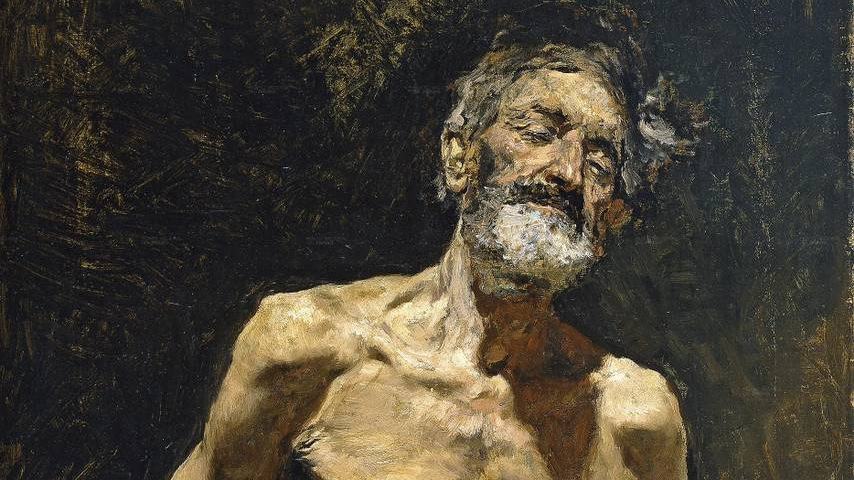 Мариано Фортуни-и-Марсаль. Обнажённый старик, греющийся на солнце (фрагмент). 1871