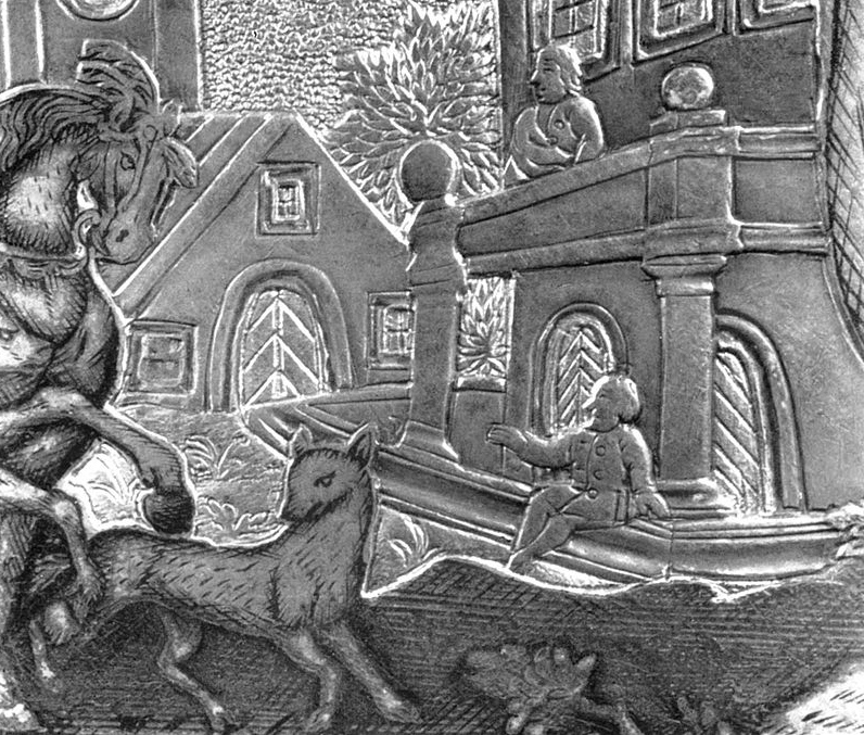 Табакерка работы Михаила Климшина, черненое серебро. Великий Устюг. 1764