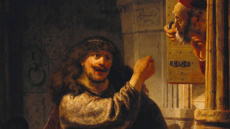 Рембрандт. Самсон угрожает тестю. 1635