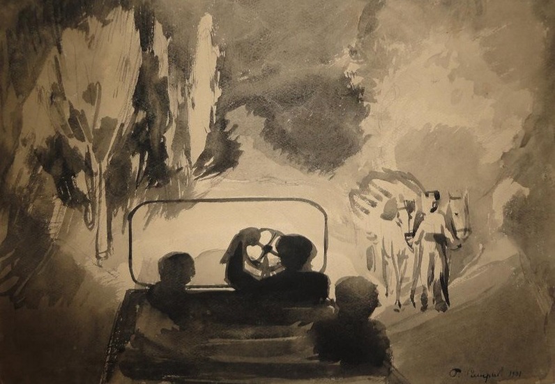 Глеб Смирнов. Поездка ночью в Крым (фрагмент). 1931