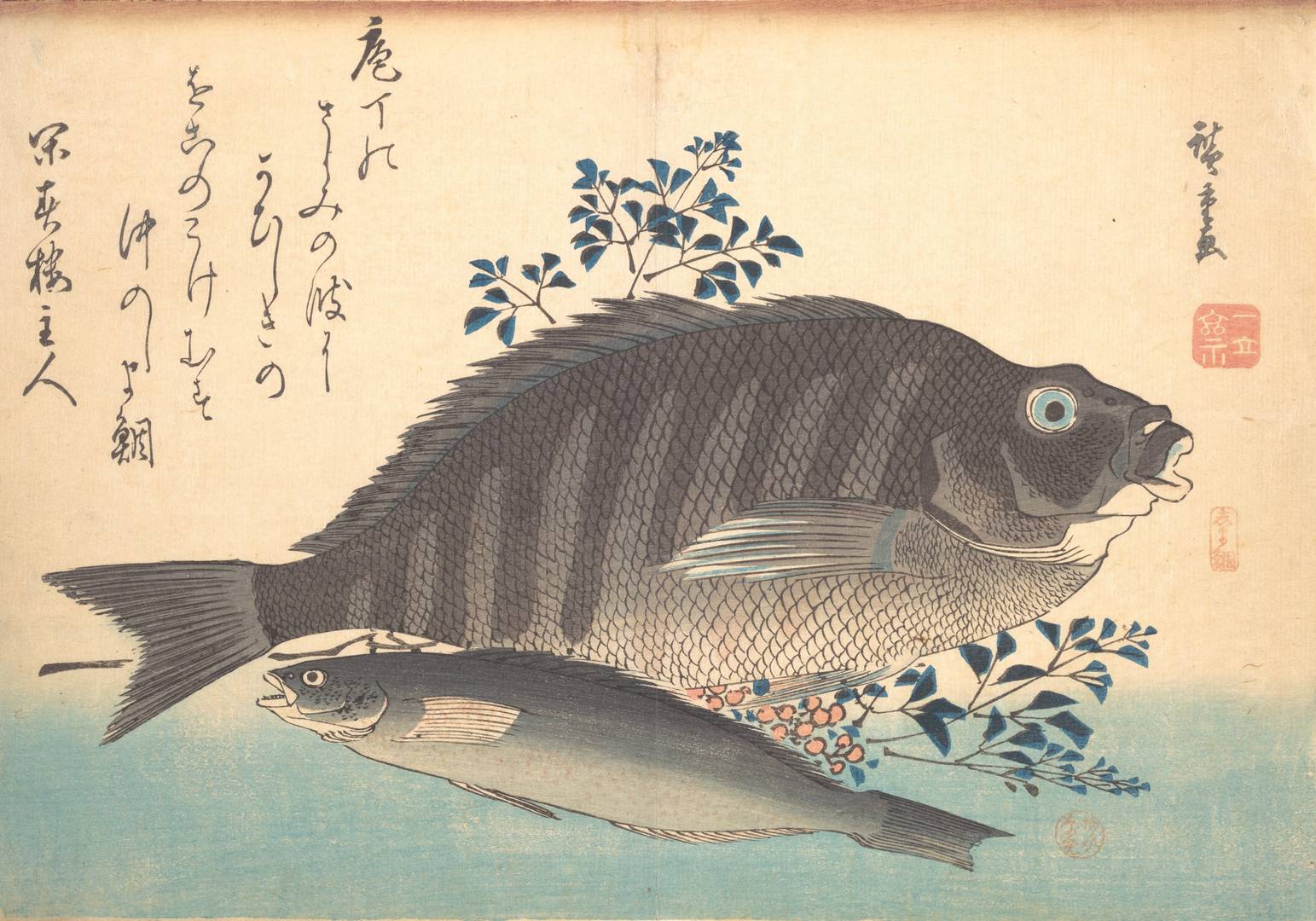 Утагава Хиросигэ. Две рыбы. XIX