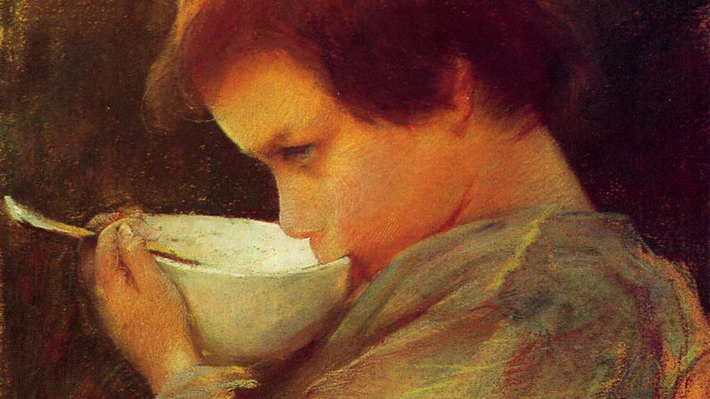 Мэри Кассат. Ребенок пьет молоко (фрагмент). 1868