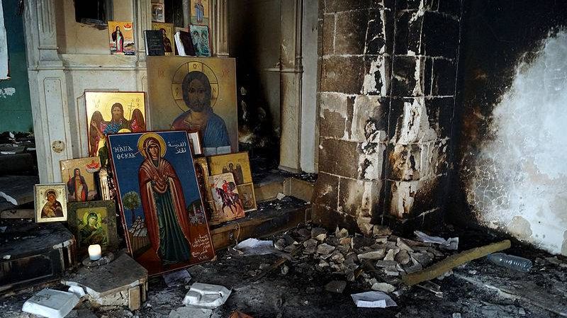 Христианские храмы в Маалюле (Сирия), сожжённые и разграбленные боевиками