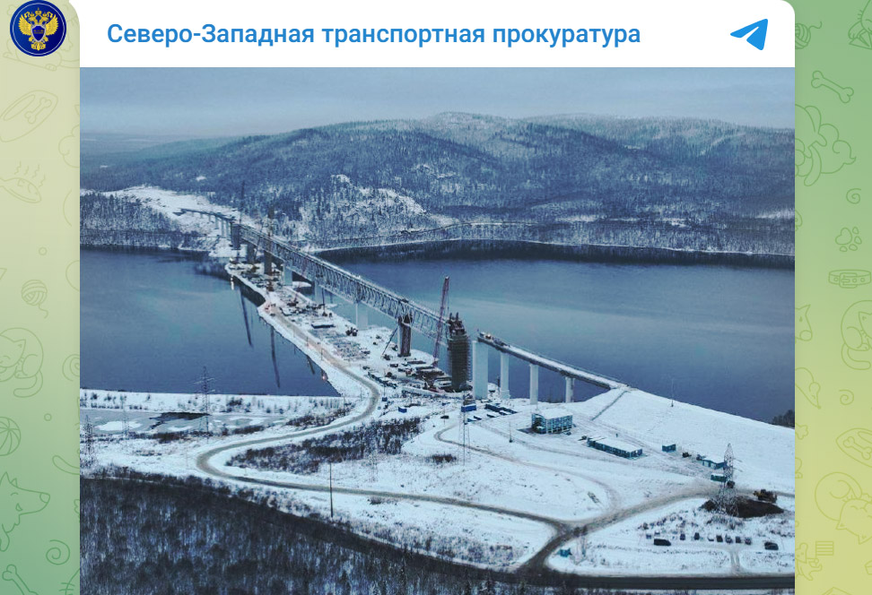 Строительство моста через реку Тулома в Мурманской области
