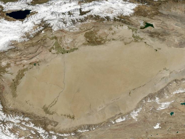 Спутниковове изображение пустыни Такламакан