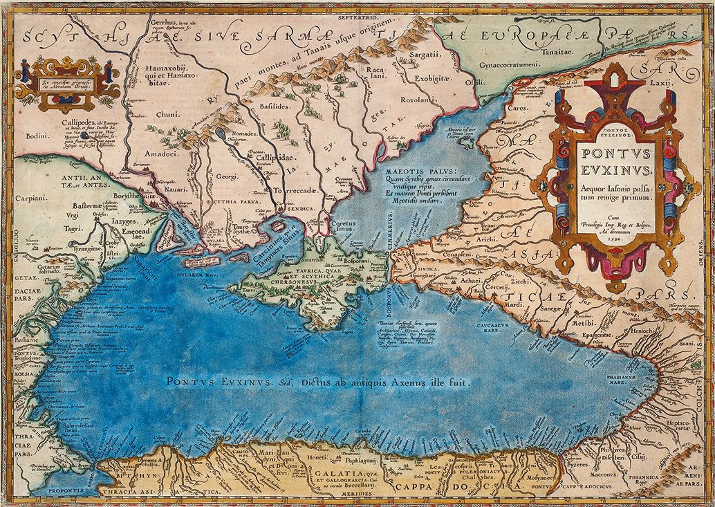 Абрахам Ортелиус. Карта Черного моря, северного причерноморья и Крыма. 1590