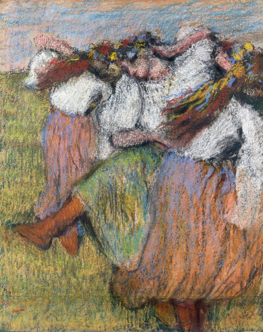 Эдгар Дега. Русские танцовщицы. 1899 (Лондонская национальная галерея переименовала картину из своего собрания «Русские танцовщицы» в «Украинских танцовщиц»)