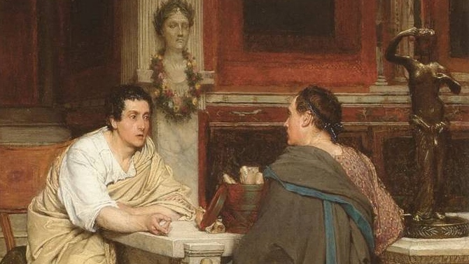 Лоуренс Альма-Тадема. Беседа (фрагмент). 1865