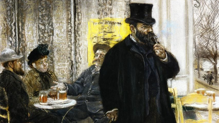 Рафаэлли Жан-Франсуа. Богема в кафе (фрагмент). 1885