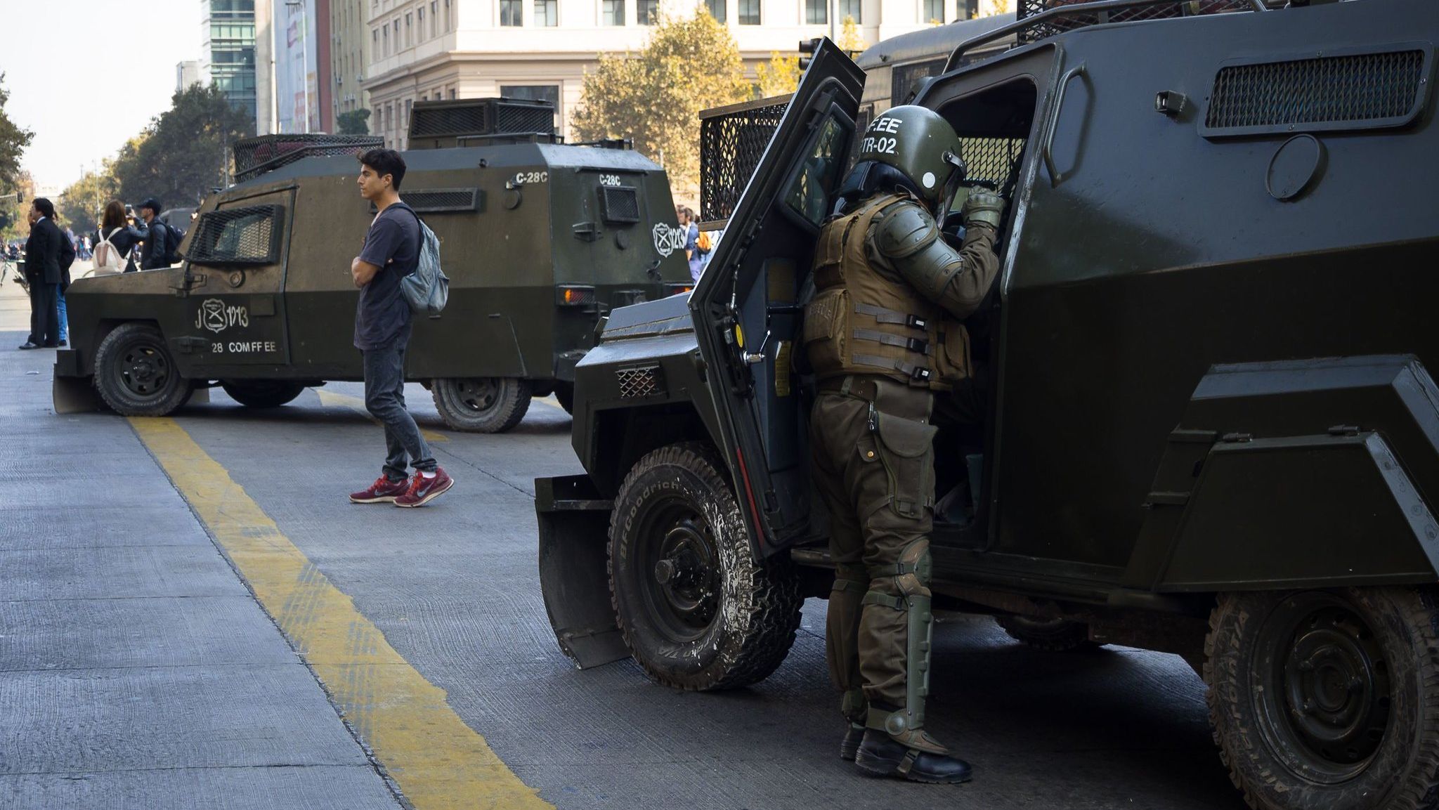 Силы правопорядка в Сантьяго. Чили