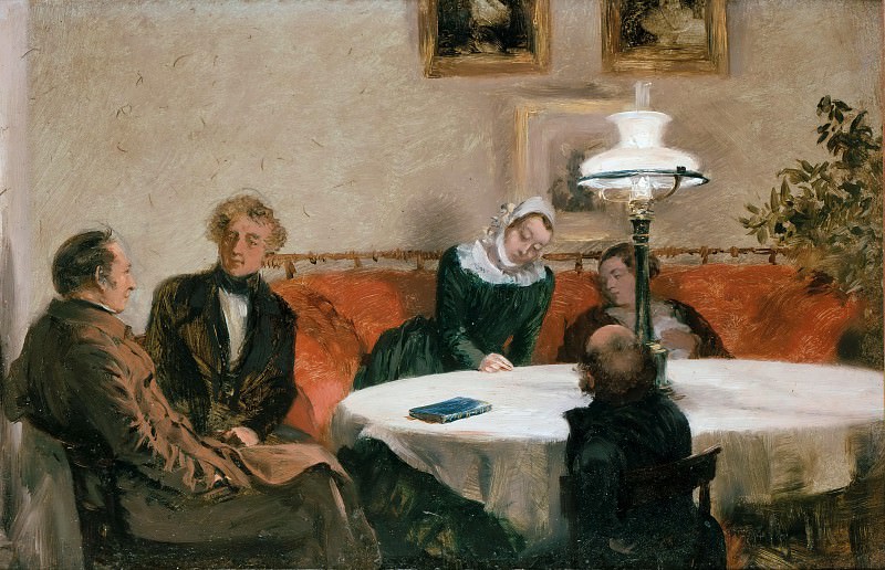 Адольф фон Менцель. Вечером в гостиной. Около 1848