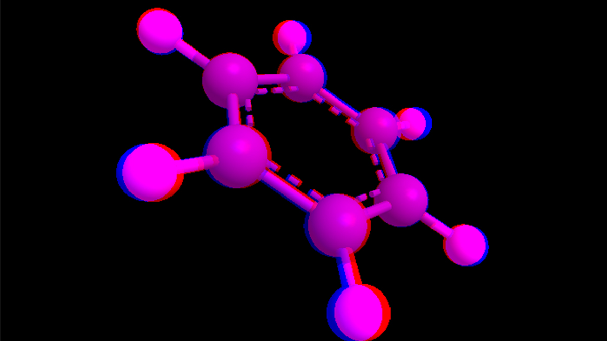 3D анаглиф бензола
