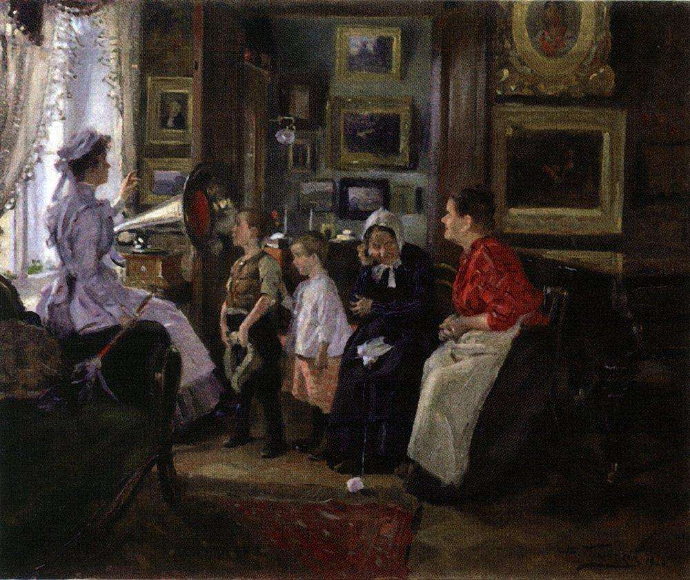 Владимир Маковский. Слушают граммофон. 1910