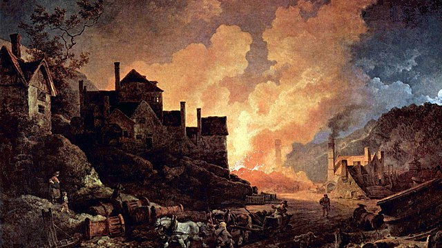Филипп Якоб Лютербург. Огни доменной печи в городе Коулбрукдейл. 1801
