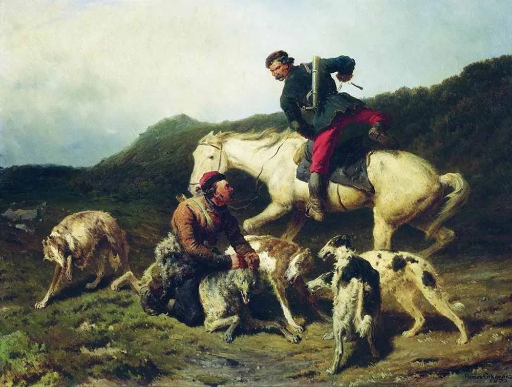 Петр Соколов. Охота на волка. 1873