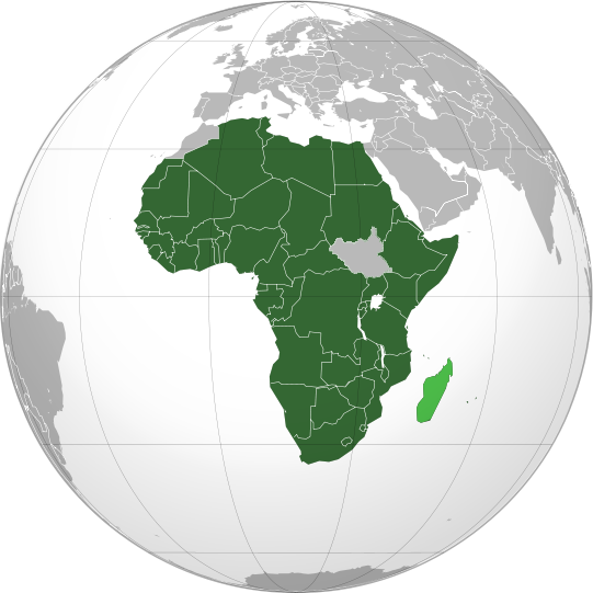 Карта Африканского союза без Южного Судана.