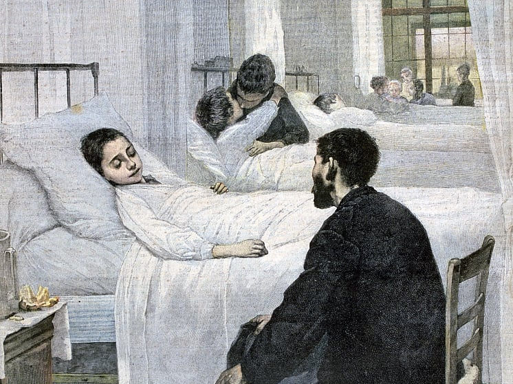 Генри Жоффруа. День посещения в больнице (фрагмент). 1893