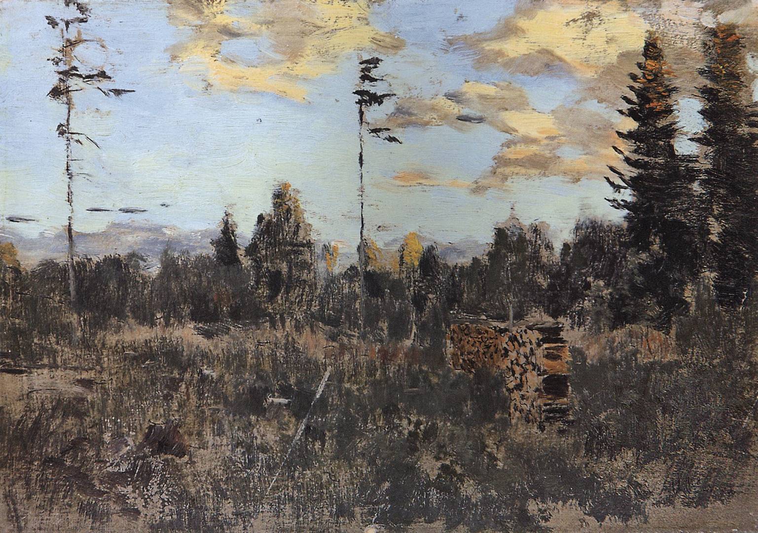 Исаак Левитан. Срубленный лес. Поленница. 1898