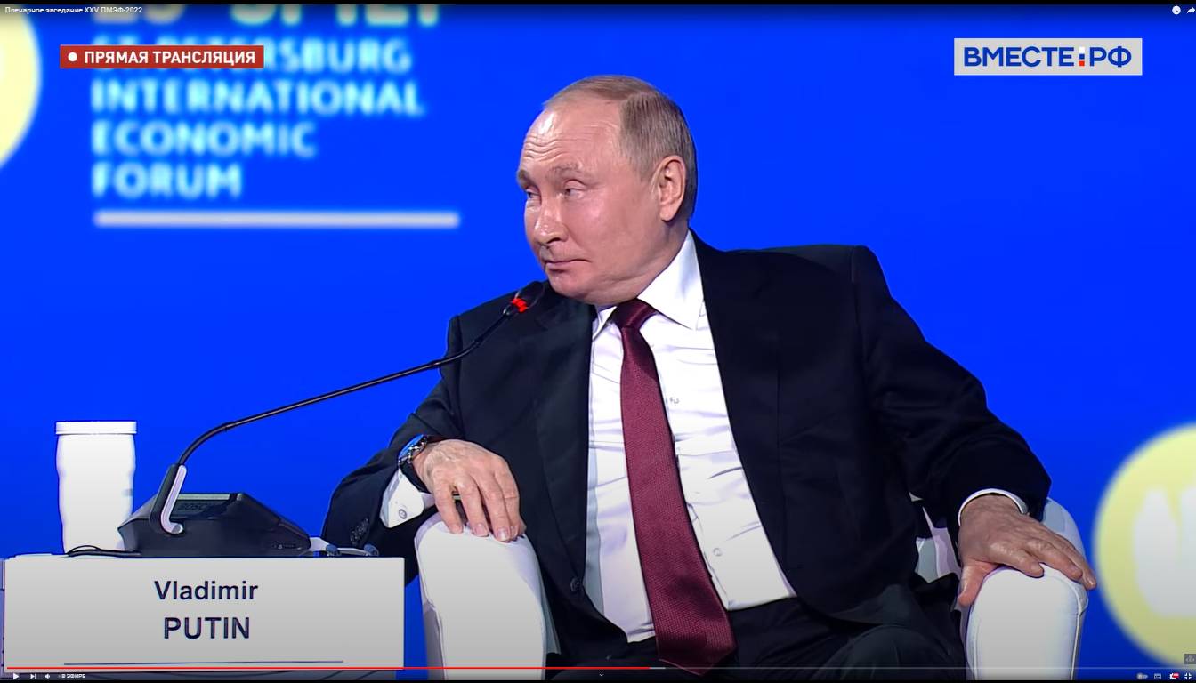Президент России Владимир Путин на форуме ПМЭФ-2022