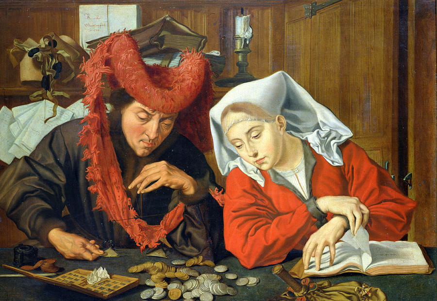 Маринус Ван Реймерсвале, картина «Меняла с женой», 1539 г.
