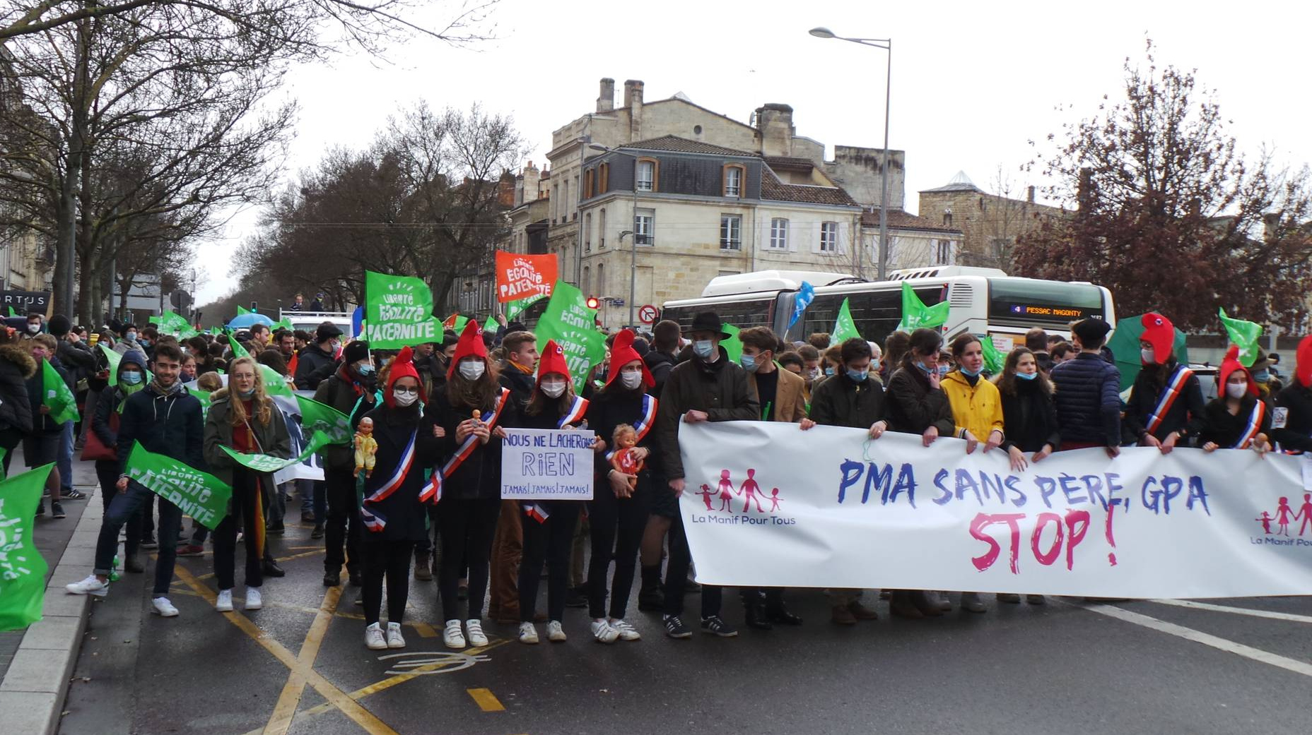 На манифестации против законопроекта о биоэтике в Бордо 30 января 2021 года